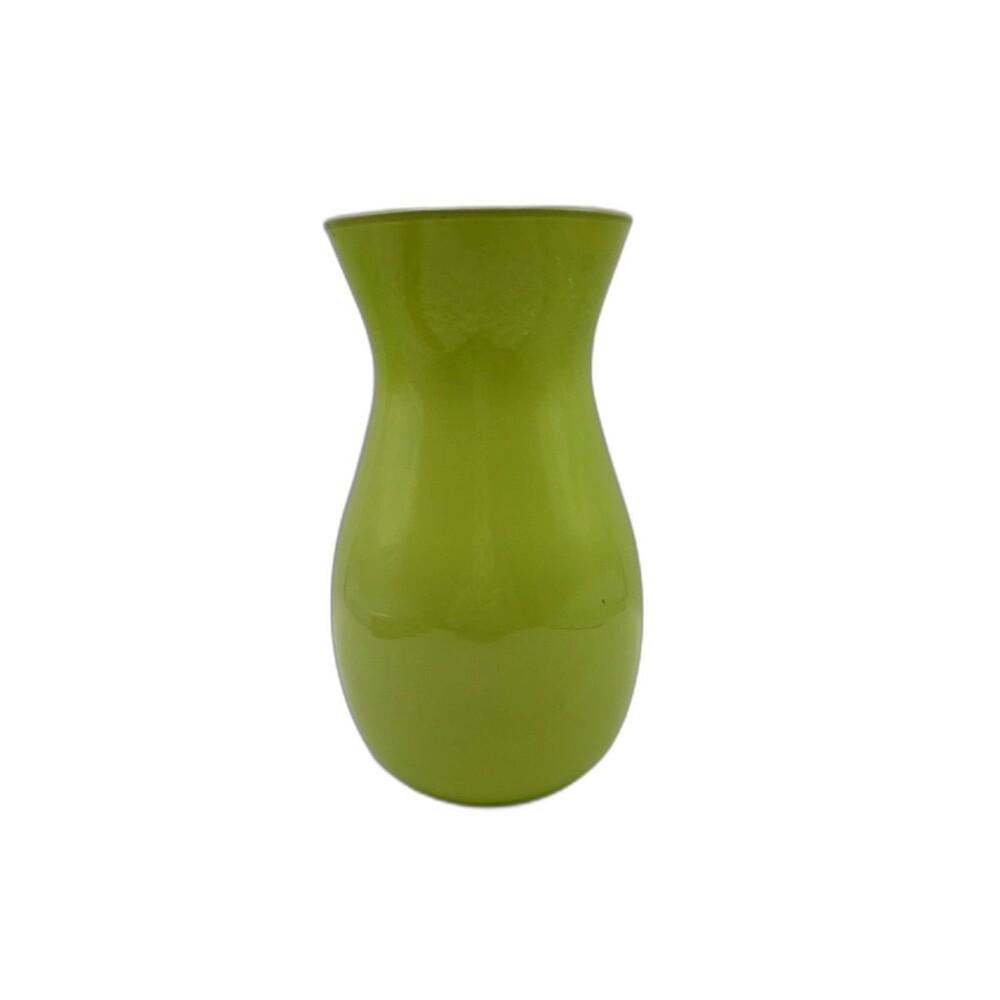 Chartreuse Hourglass Shaped Vase 9"t X 4.5" Top  Boho Chic Retro Modern